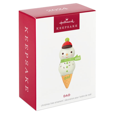 Dad Snowman Ice Cream Cone 2024 2024 Hallmark Keepsake Ornament Hallmark Keepsake Ornament Hallmark   