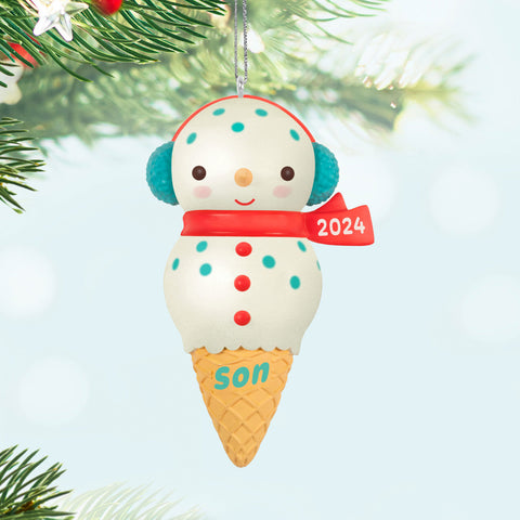 Son Snowman Ice Cream Cone 2024 2024 Hallmark Keepsake Ornament Hallmark Keepsake Ornament Hallmark   