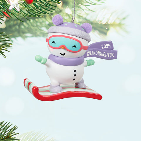 Granddaughter Snowboarding Snowman 2024 2024 Hallmark Keepsake Ornament Hallmark Keepsake Ornament Hallmark   