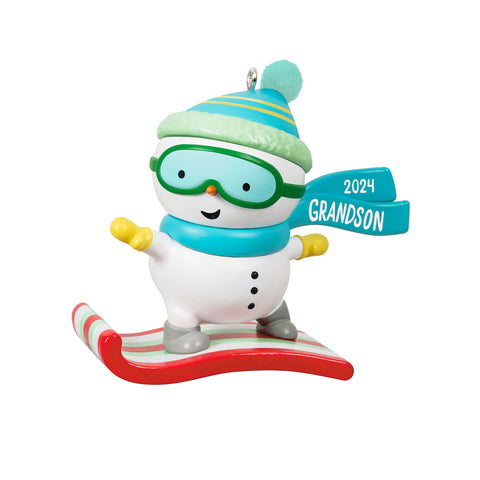 Grandson Snowboarding Snowman 2024 2024 Hallmark Keepsake Ornament Hallmark Keepsake Ornament Hallmark Default Title  