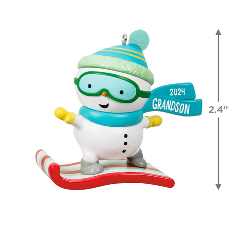 Grandson Snowboarding Snowman 2024 2024 Hallmark Keepsake Ornament Hallmark Keepsake Ornament Hallmark   