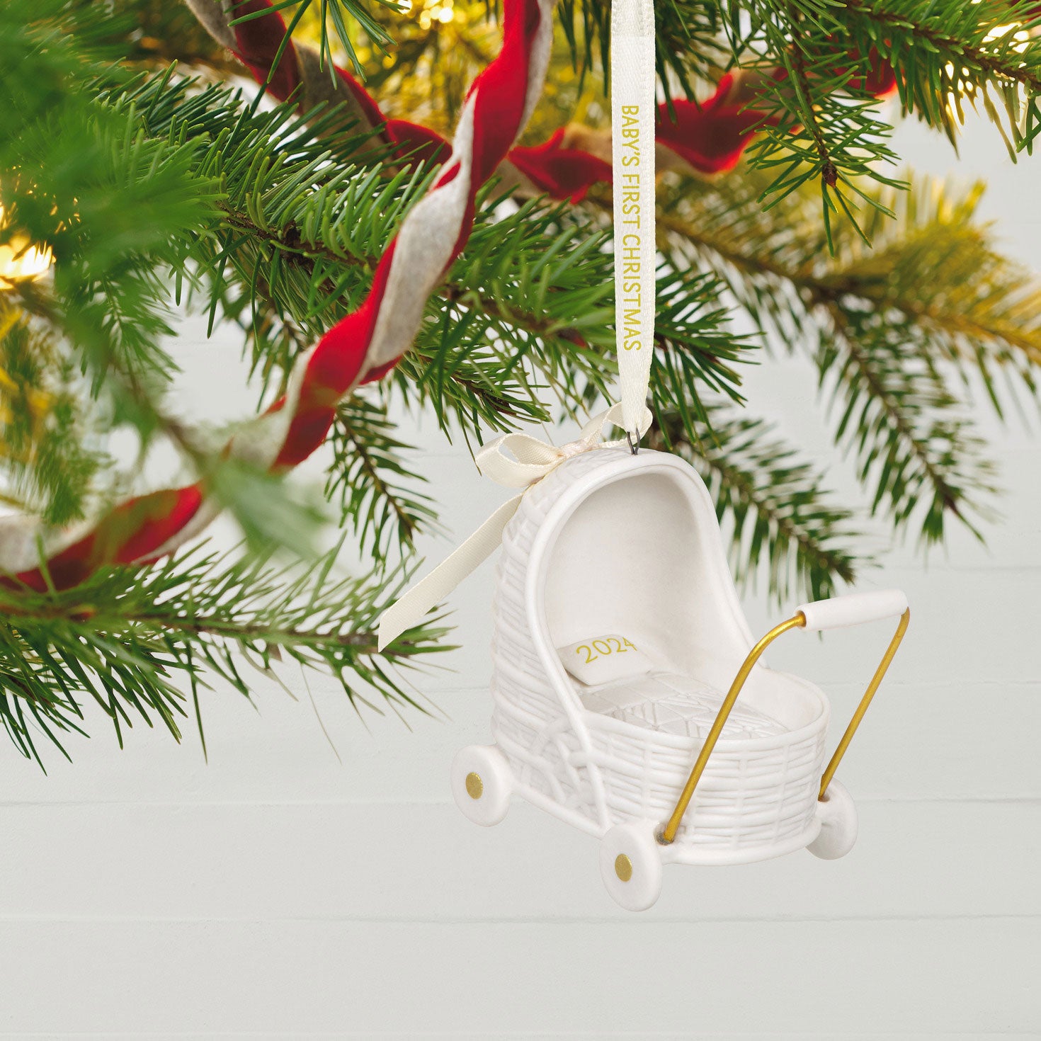 Baby s First Christmas Pram 2024 Porcelain 2024 Hallmark Keepsake Orna Little Green Apple