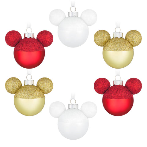 Disney Mickey Mouse Glass 2024 Hallmark Keepsake Ornaments, Set Of 6 