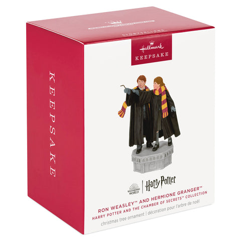 Harry Potter and the Chamber of Secrets™ Collection Ron Weasley™ and Hermione Granger™ 2024 Hallmark Keepsake Ornament With Light and Sound Hallmark Keepsake Ornament Hallmark   