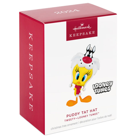 Looney Tunes™ Tweety™ Puddy Tat Hat 2024 Hallmark Keepsake Ornament Hallmark Keepsake Ornament Hallmark   