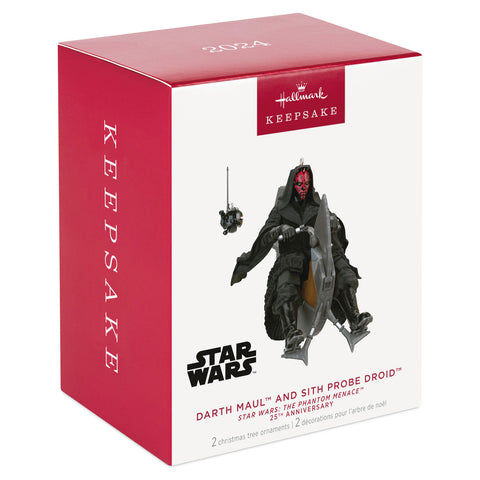 Star Wars: The Phantom Menace™ 25th Anniversary Darth Maul™ and Sith Probe Droid™ 2024 Hallmark Keepsake Ornaments, Set of 2 Hallmark Keepsake Ornament Hallmark   