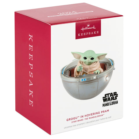 Star Wars: The Mandalorian™ Grogu™ in Hovering Pram 2024 Hallmark Keepsake Ornament With Light, Sound and Motion Hallmark Keepsake Ornament Hallmark   