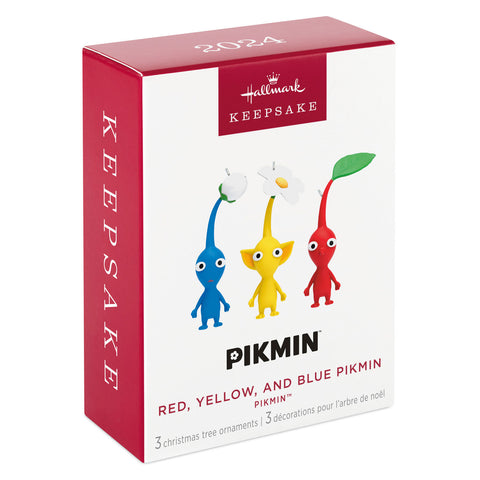 Nintendo Pikmin™ Red, Yellow, and Blue Pikmin 2024 Hallmark Keepsake Ornaments, Set of 3 Hallmark Keepsake Ornament Hallmark   