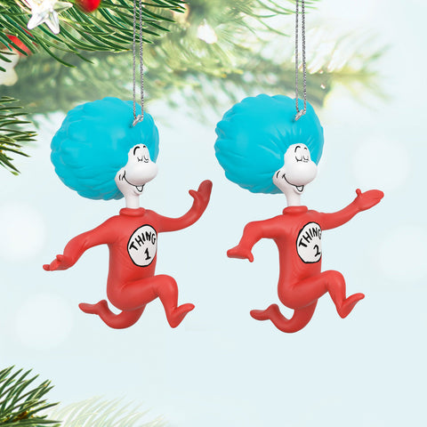 Dr. Seuss's The Cat in the Hat™ Thing One and Thing Two 2024 Hallmark Keepsake Ornaments, Set of 2 Hallmark Keepsake Ornament Hallmark   