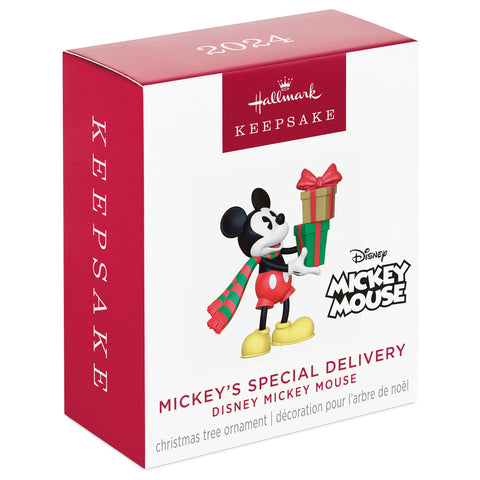 Mini Disney Mickey Mouse Mickey's Special Delivery 2024 Hallmark Keepsake Ornament, 1.16" Hallmark Keepsake Ornament Hallmark   