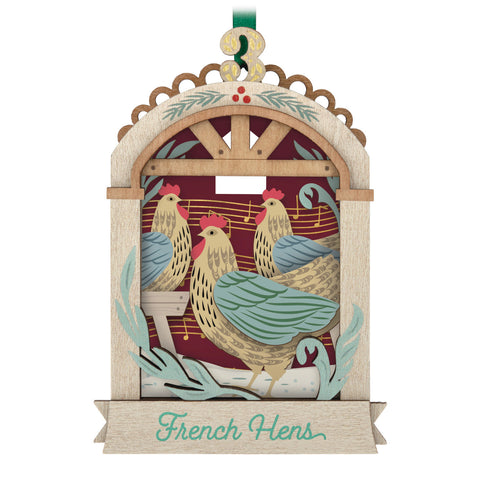 Hallmark Twelve Days of Christmas French Hens Papercraft Ornament Hallmark