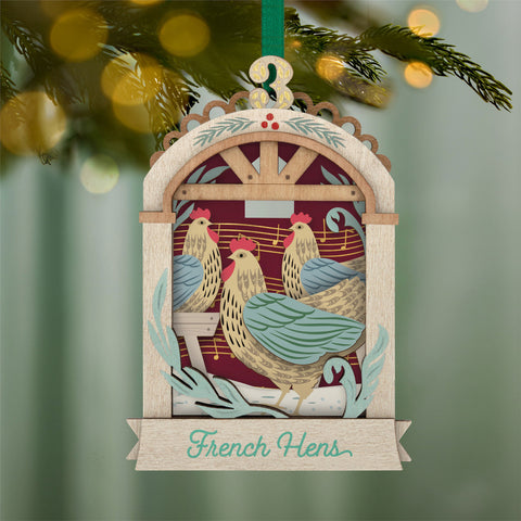 Hallmark Twelve Days of Christmas French Hens Papercraft Ornament Hallmark