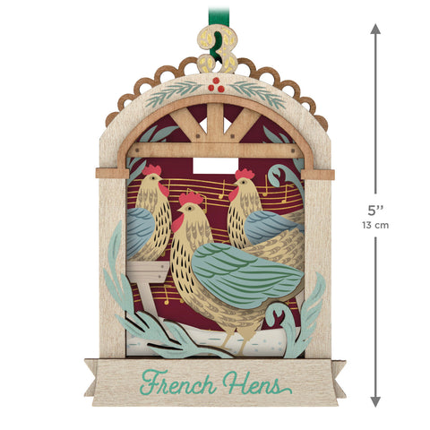 Hallmark Twelve Days of Christmas French Hens Papercraft Ornament Hallmark