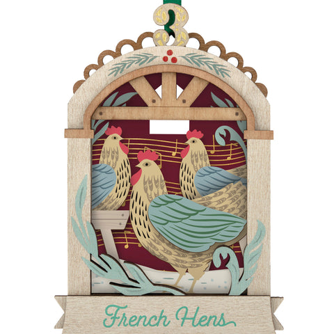 Hallmark Twelve Days of Christmas French Hens Papercraft Ornament Hallmark
