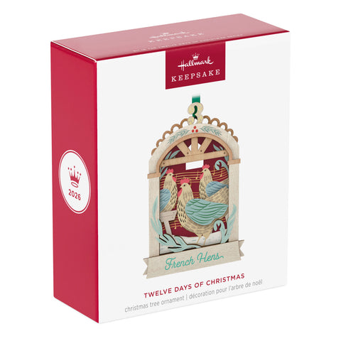Hallmark Twelve Days of Christmas French Hens Papercraft Ornament Hallmark