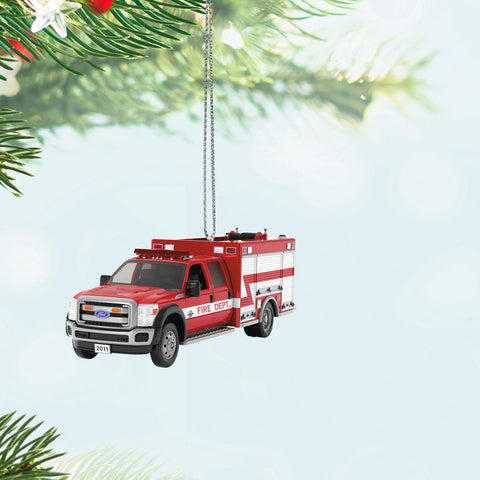 Fire Brigade 2011 Ford F-550 Fire Engine 2024 2024 Hallmark Keepsake Ornament With Light Hallmark Keepsake Ornament Hallmark   