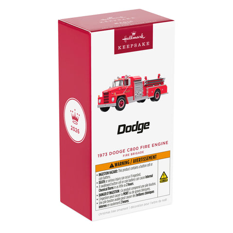 Hallmark Fire Brigade 1973 Dodge C800 Fire Engine 2026 Ornament With Light Hallmark