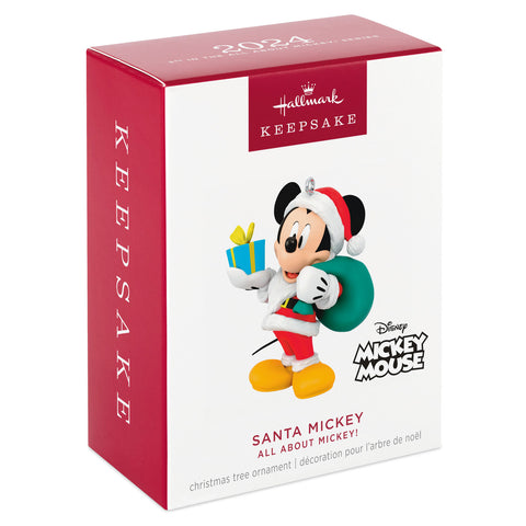 Disney All About Mickey! Santa Mickey 2024 Hallmark Keepsake Ornament Hallmark Keepsake Ornament Hallmark   