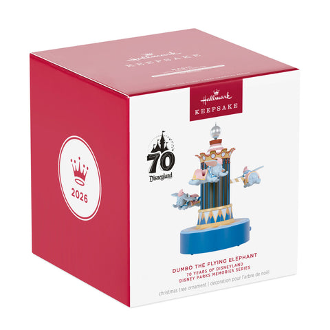 Hallmark Disney Parks Memories 70 Years of Disneyland Dumbo the Flying Elephant Musical Ornament With Light and Motion Hallmark