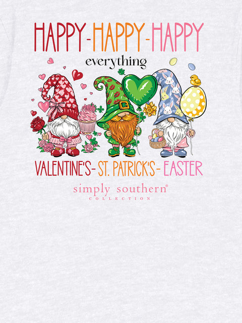 Happy Happy Happy Everything Valentine's, St. Patrick's, and Easter Short Sleeve Shirt Simply Southern