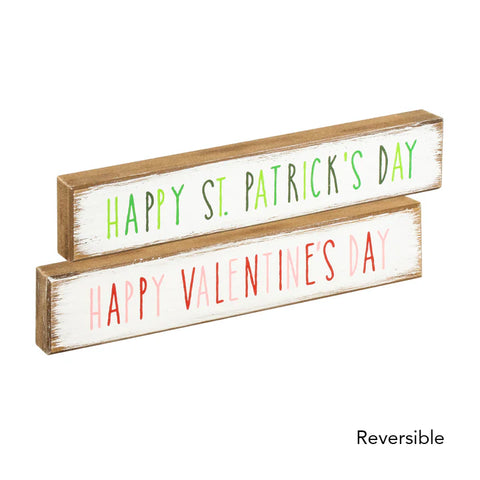 Happy Valentine's Day & Hapy St. Patrick's Day Reversible Wood Sign Signs Collins Painting & Design