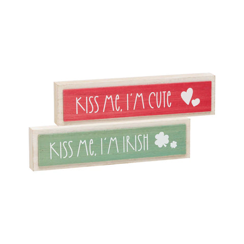 Kiss Me, I'm Cute, Kiss Me, I'm Irish Reversible Sign Signs Collins Painting & Design