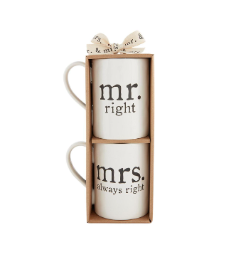 Mr. Right & Mrs. Always Right Mugs by Mud Pie Mug Mud Pie   