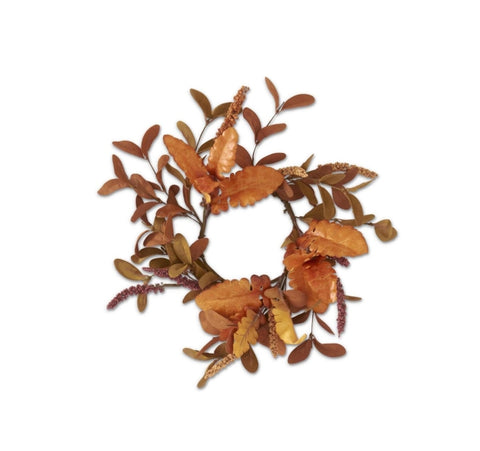 12 Inch Rust & Brown Eva & Silk Leaves Candle Ring Little Green Apple - Limited Time!