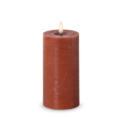 Set of 2 6x3 Inch Rust LED Pillar Candle w/Timer Little Green Apple - Limited Time!
