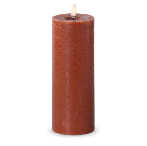 Set of 2 8x3 Inch Rust LED Pillar Candle w/Timer Little Green Apple - Limited Time!