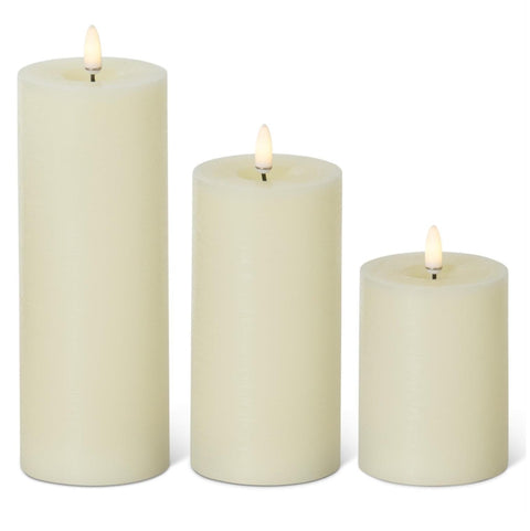 Set of 2 Cream ON/OFF Touch LED Pillar Candles w/Timer Little Green Apple - Limited Time!