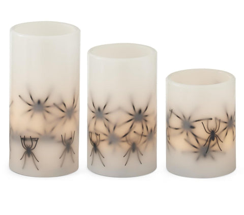 Set of 2 Spider Wax LED Flicker Flame Candles w/Timer