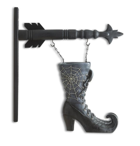 10.5 Inch Black Resin Witch Boots Double Sided Arrow Replacement Little Green Apple - Limited Time!