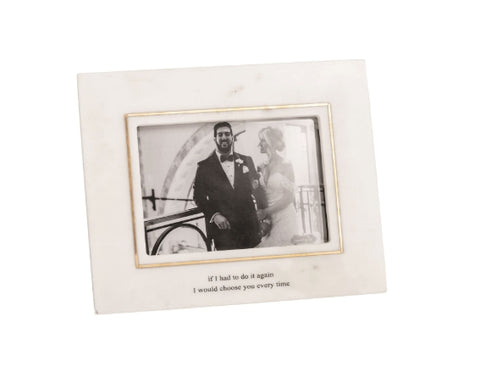 5X7 Choose You Gold Inlay Marble Frame Mud Pie