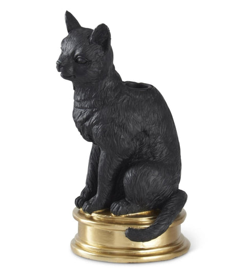 8.75 Inch Black Cat Taper Candleholder Little Green Apple - Limited Time!