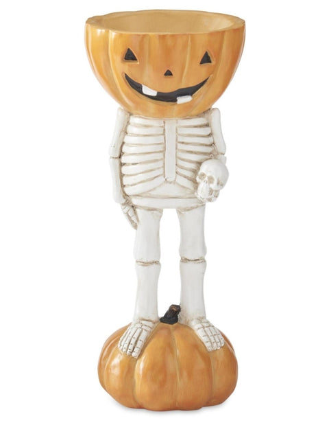 11.5 Inch Pumpkin Head Bowl Skeleton Little Green Apple - Limited Time!