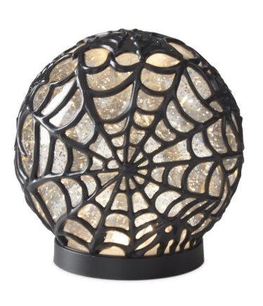 Black Web Water Spinning LED Globe w/Timer Little Green Apple - Limited Time!