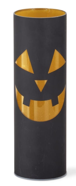 10 Inch Black & Gold Laser Engraved Jack O'Lantern LED Cylinder Lantern Little Green Apple - Limited Time!