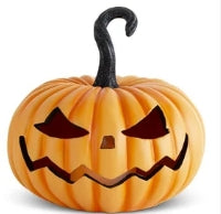 Orange Resin LED Flicker Jack O'Lantern Little Green Apple - Limited Time!