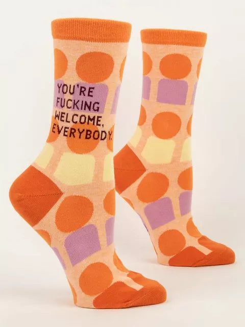 You're F@cking Welcome. Everybody Women's Crew Socks by Blue Q Socks Blue Q   