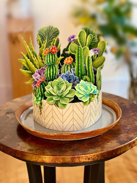 Cactus Garden Life-Sized Pop-Up Flower Bouquet Greeting Card Freshcut Paper   