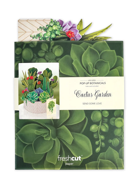 Cactus Garden Life-Sized Pop-Up Flower Bouquet Greeting Card Freshcut Paper   
