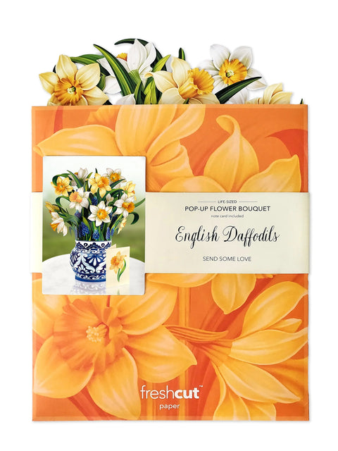 English Daffodils Life-Sized Pop-Up Flower Bouquet Greeting Card Freshcut Paper   