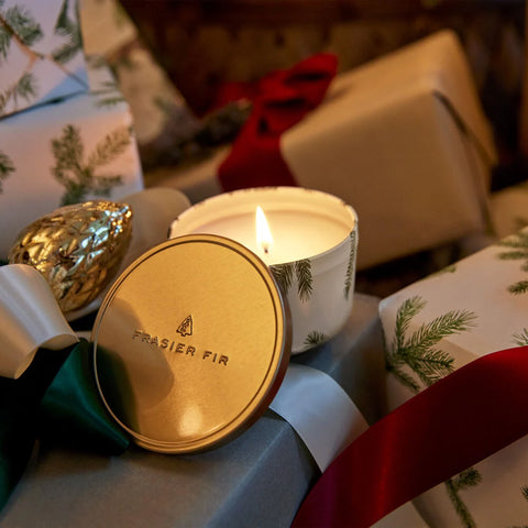 Frasier Fir Candle Tin with Gold Lid Candle Thymes   