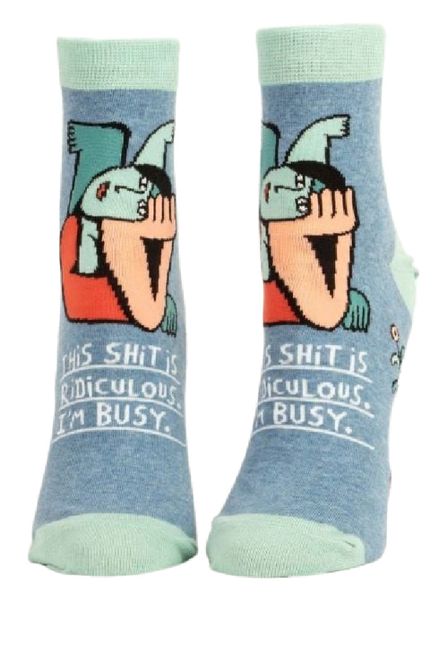 This Sh!t is Ridiculous. I'm Busy. Women's Ankle Sock Socks Blue Q