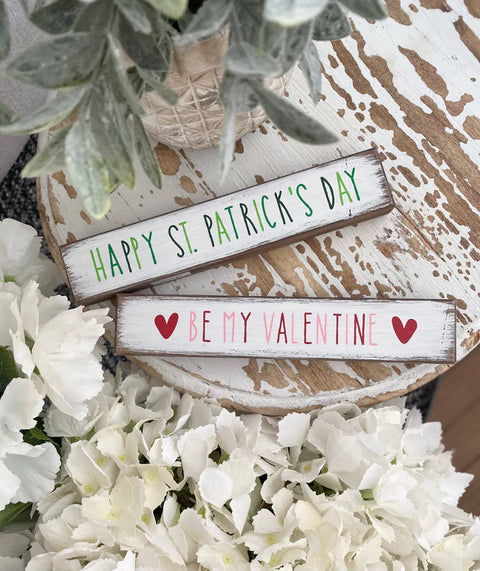 Happy Valentine's Day & Hapy St. Patrick's Day Reversible Wood Sign Signs Collins Painting & Design