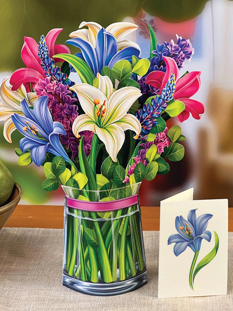 Lilies and Lupines Life-Sized Pop-Up Flower Bouquet Greeting Card Freshcut Paper   