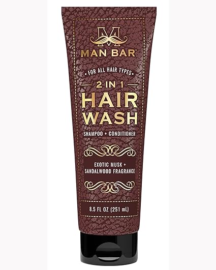 Man Bar 2 in 1 Hair Wash - Shampoo & Conditioner  San Francisco Soap Co. Exotic Musk & Sandalwood  