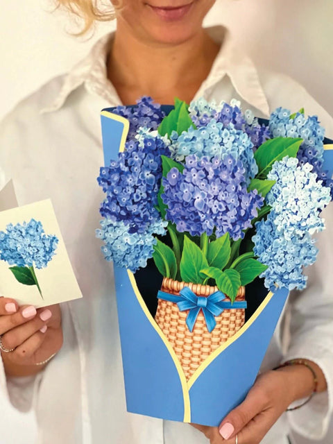 Nantucket Hydrangeas  Life-Sized Pop-Up Flower Bouquet Greeting Card Freshcut Paper   