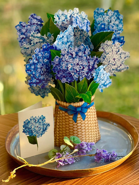 Nantucket Hydrangeas  Life-Sized Pop-Up Flower Bouquet Greeting Card Freshcut Paper   